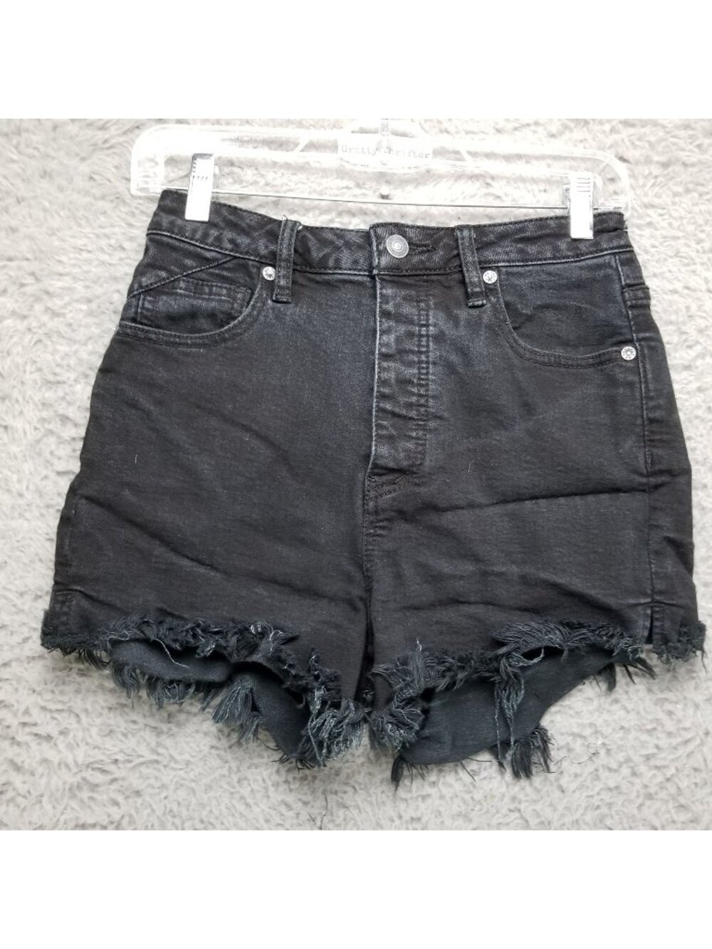 Free People Shorts Womens 26 Black We The Free Button Fly Cut Off *Read*